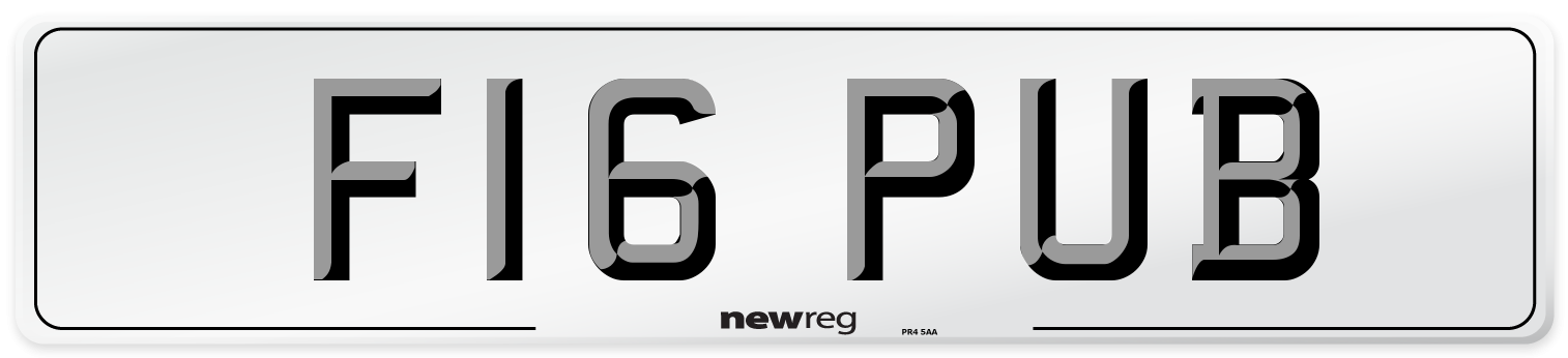 F16 PUB Number Plate from New Reg